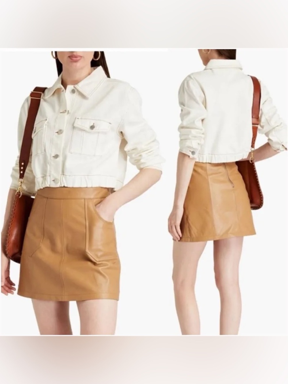 NWT Ba&sh Cropped Off-White Denim Jacket